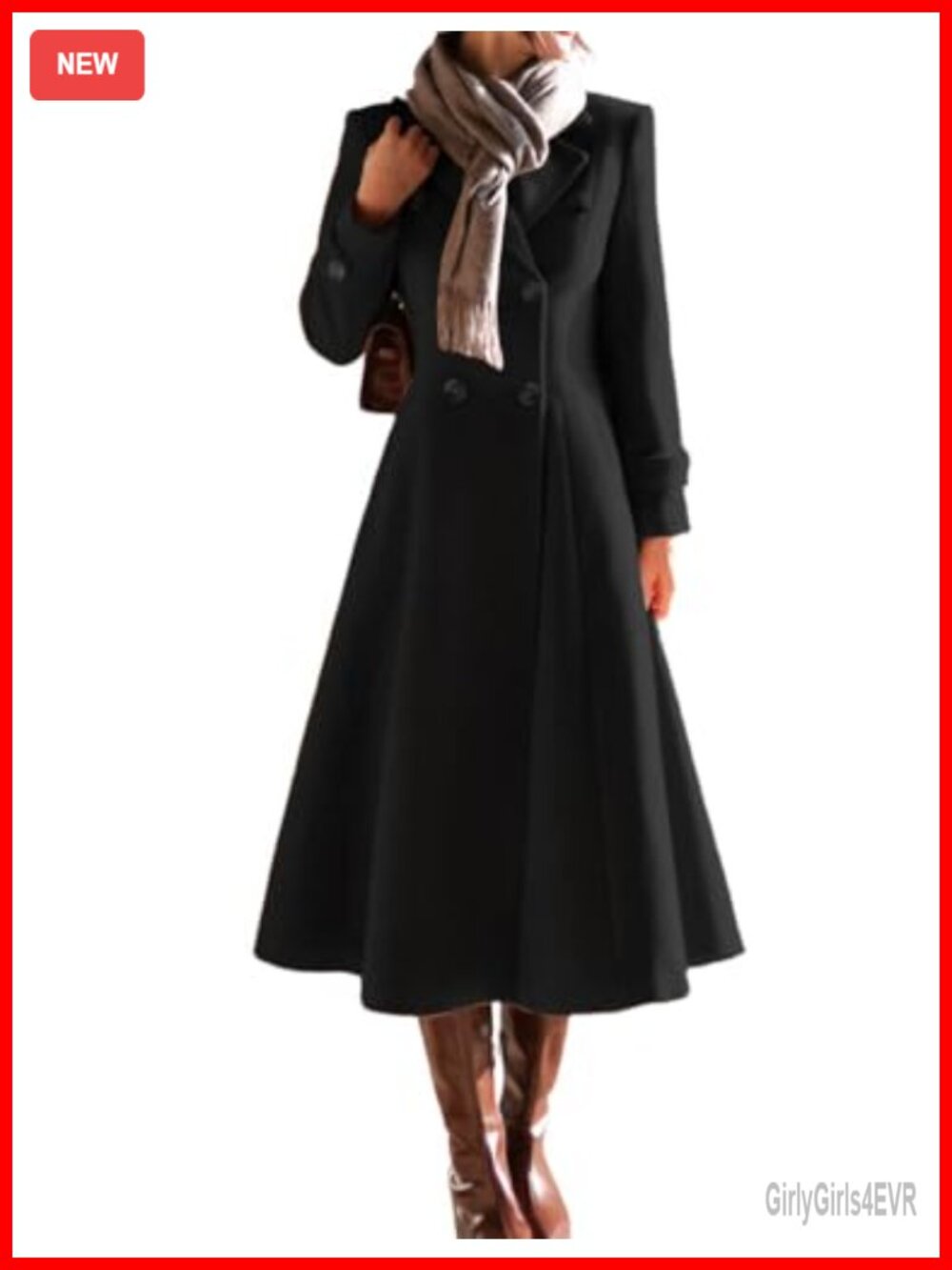 Wool Blend Long Trench Coat Notch Lapel Double Breasted Winter Peacoat